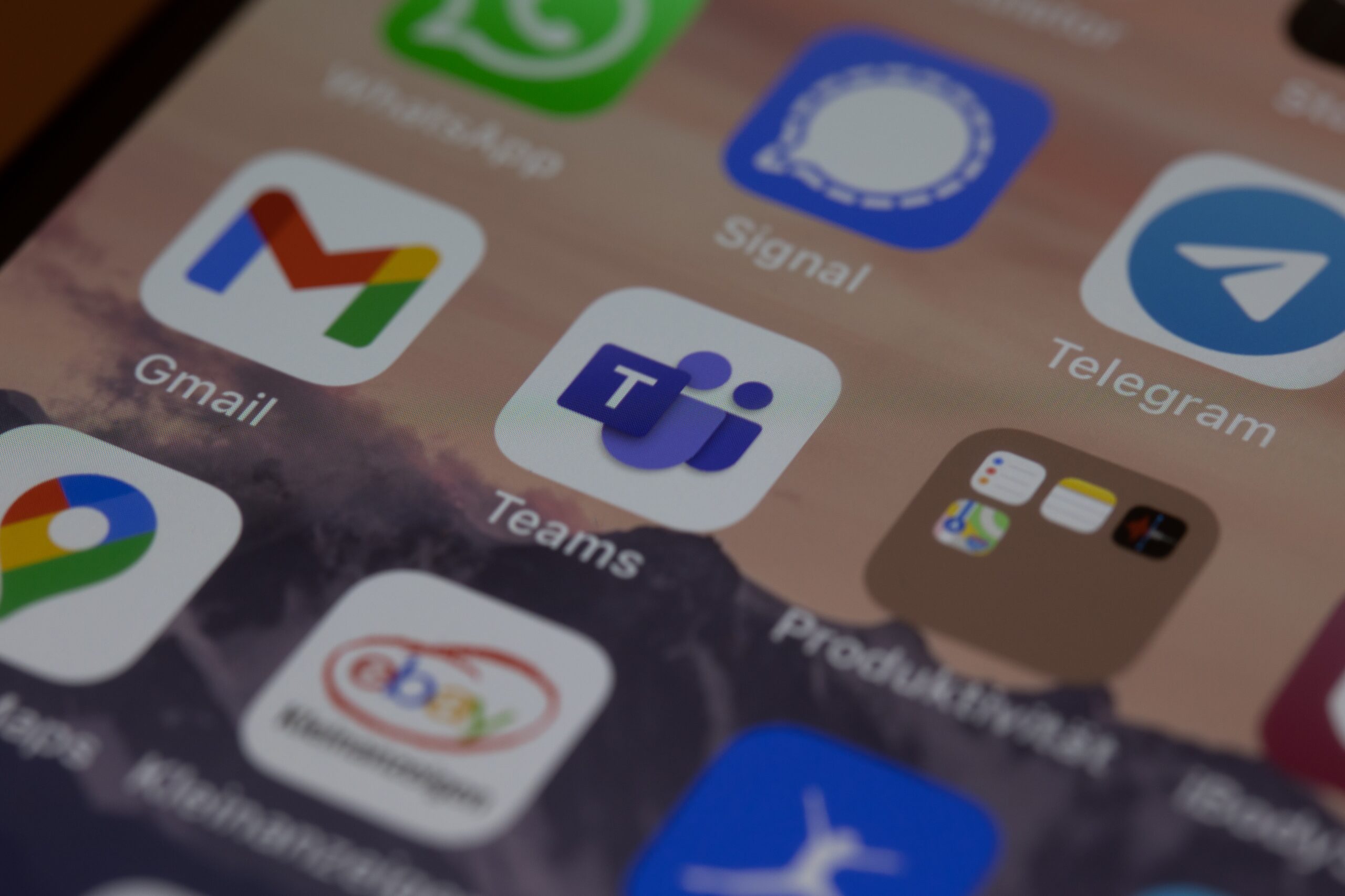 iphone screen with icons on screen, teams payment app